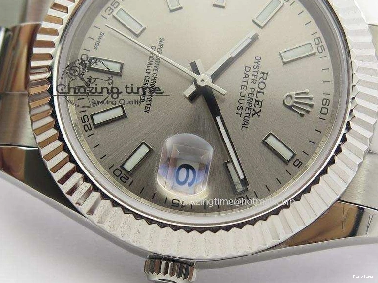 MiroTime 0213 Datejust II 116334 SS 41mm Sliver Gray Dial Sticks Markers On SS Bracelet A Cozy 3892